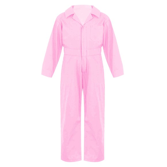 RUNQHUI Kids Boys' Dance Coveralls Long Sleeves Zipper Jumpsuit Overalls One Piece Suit Street Dance Performance Outfit Pink 16