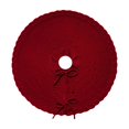 thumbnail image 2 of 24" Burgundy Red Christmas Tree Skirt, Mini Maroon Knit Table Top Skirt for Small Trees, Vintage Farmhouse Xmas Valentines Tree Decorations, 2 of 6