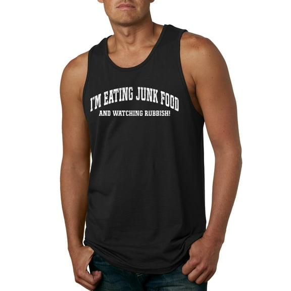 Wild Bobby Vintage Movie Quote Eating Junk Food And Watching Rubbish Men Tank Top, Black, Small