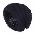 thumbnail image 2 of Slouchy Satin Lined Beanie for Women, Cozy Cable Knit Winter Hat, Ultra Soft Lightweight Slouchy Hat for Autumn, Winter, and Daily Casual Wear Black, 2 of 9