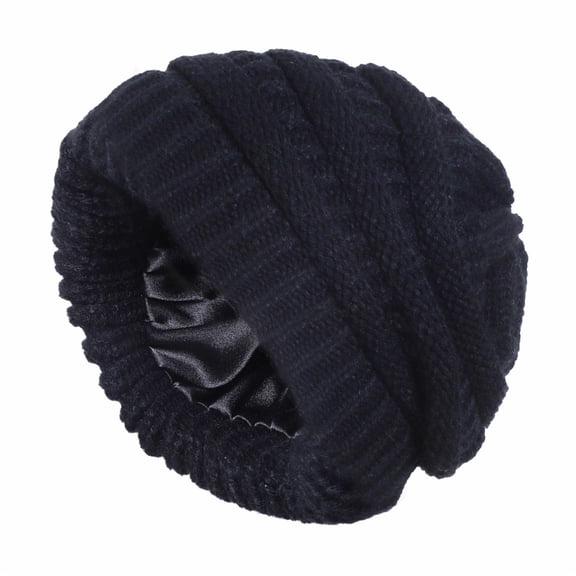 Cozy Cable Knit Beanie Satin Lined Lightweight Winter Warm Cap for Women