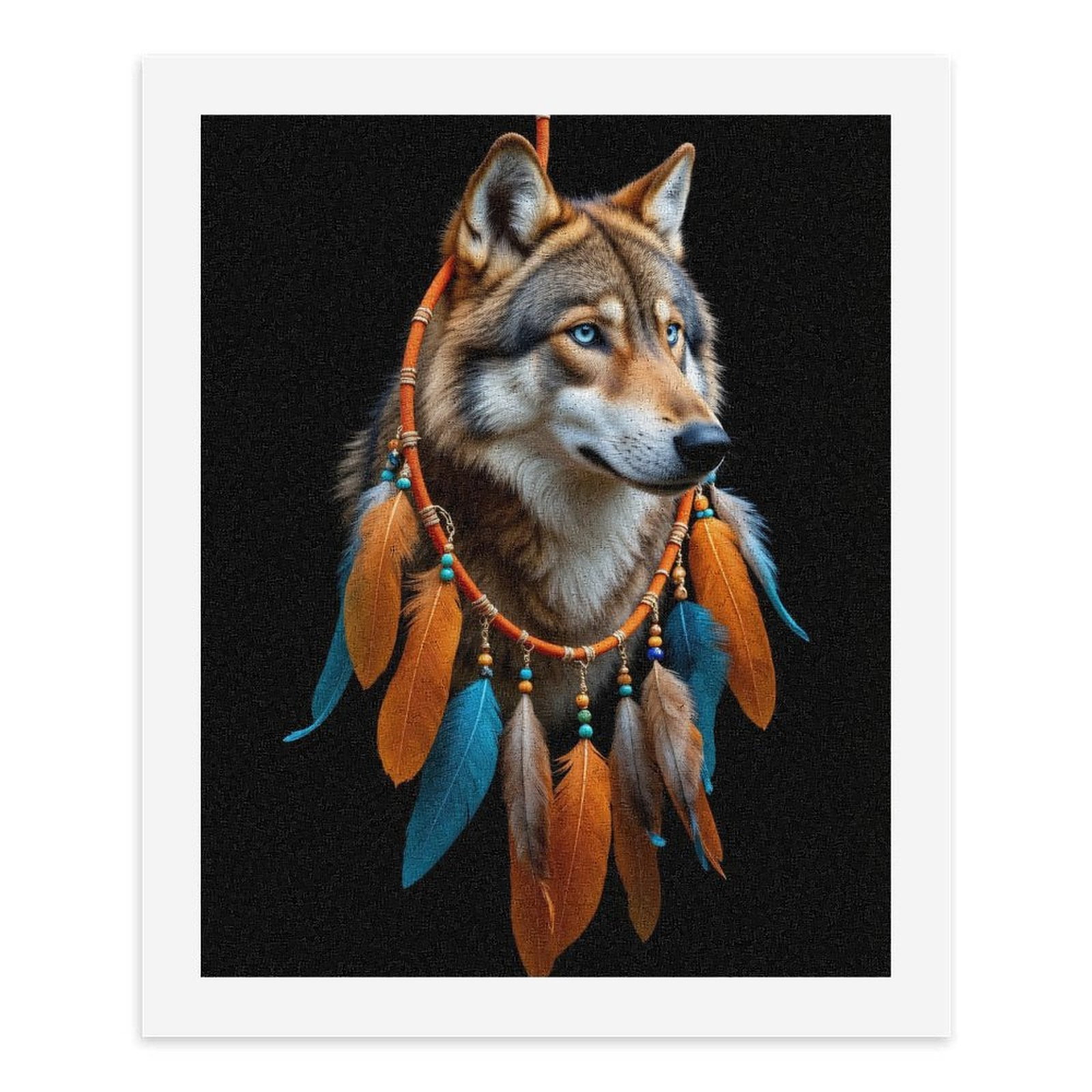 Paint By Numbers Kit for Adults Beginner - DIY Wolf Dreamcatcher Feathers Art Canvas Painting Kits for Adults, Frameless Paint By Number for Adults for Home Wall Decor 16x20 Inch