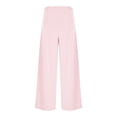 thumbnail image 3 of XPMWRP Women's Two Piece Outfits Solid Color Long Sleeve Warp V Neck Blouse Wide Leg Dress Pants Business Casual Suits with Pockets Pink L, 3 of 9