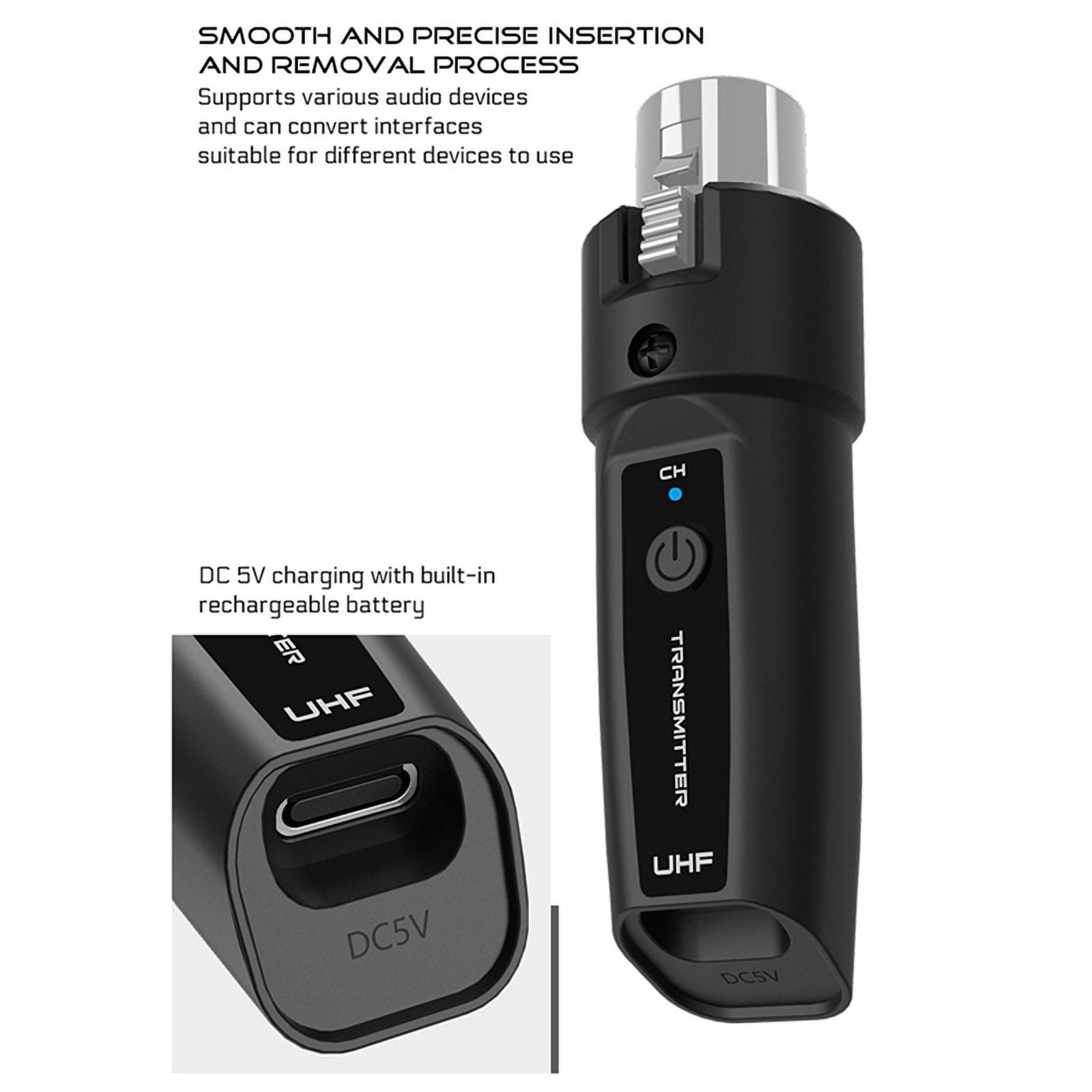 2X Wireless Audio Transmission Receiver and Transmitter System Professional Guitar XLR