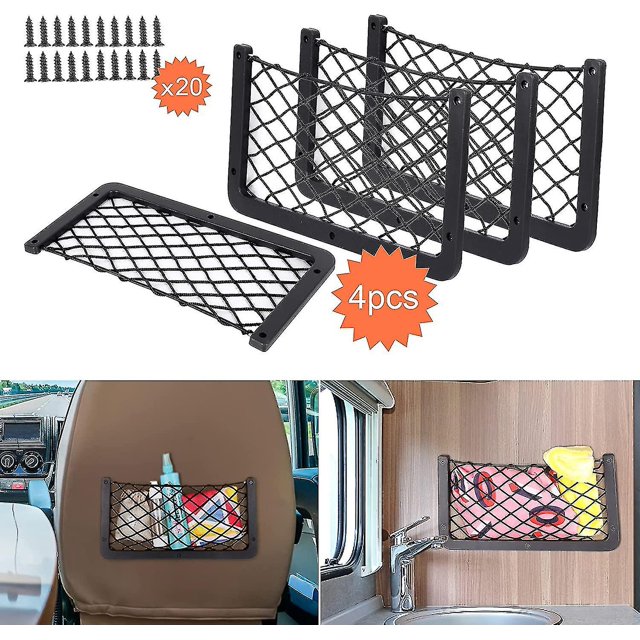 Red de almacenamiento para coche JINMJMXG 4 piezas 35,5 x 18,5 cm Bolsa organizadora multifuncional