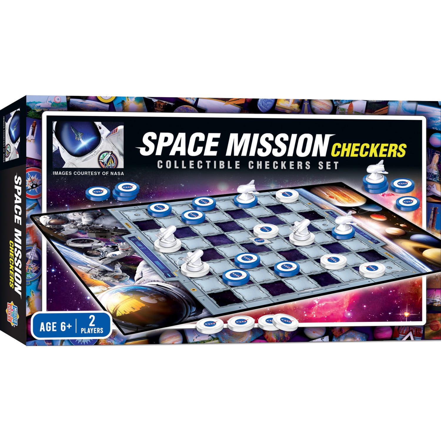 MasterPieces Classic Space NASA Checkers Board Game for Kids
