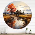 thumbnail image 3 of Designart "Autumn Horizons of Barns I" Countryside Oversized Wall Clock, 3 of 5