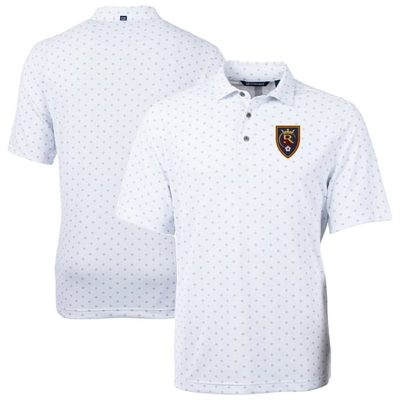 Men's-Cutter & Buck  White Real Salt Lake Virtue Eco Pique Tile Print Recycled Polo