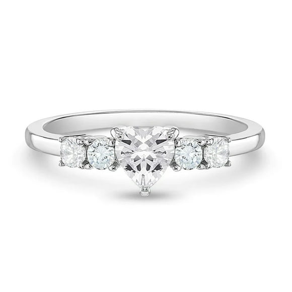 Mesmerize Your Young Girl with TheJewelryHut Designer Heart Solitaire April Birth Stone Children Cubic Zirconia Silver Ring