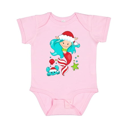 

Inktastic Christmas Holiday Mermaid with Cute Crab Boys or Girls Baby Bodysuit