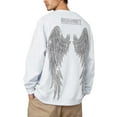 thumbnail image 4 of IWRICH Men's Angel Wings Crew Neck Sweatshirts Rhinestones Streetwear Oversized Pullover Tops Graphic Fashion Tees White XL, 4 of 7