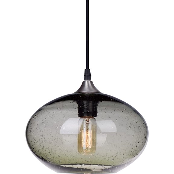 ZXNYH Pendant Lighting for Kitchen Island Blown Glass Blue Modern Seeded Bubbles Mini Light Fixtures Dining Table Bathroom Bedroom Sink Brushed Nickel 8.5 inch Diam 2 Pack