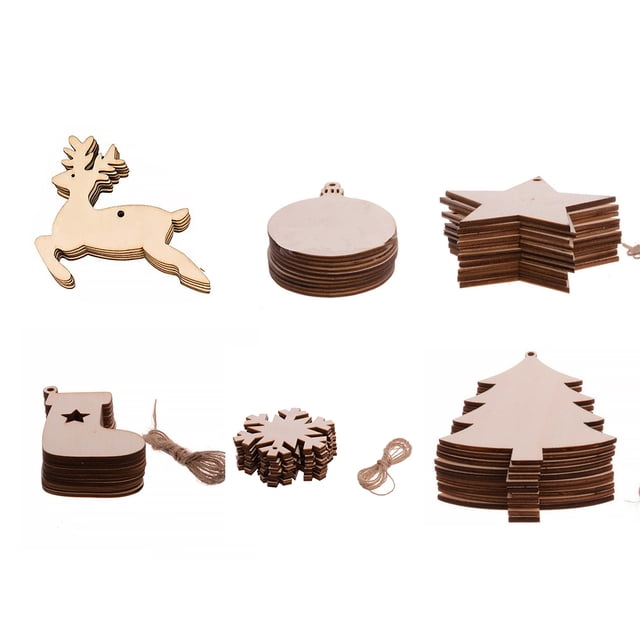 Toystoory 60 unidades/juego de piezas de con temática navideña, rodajas de madera, árbol para colgar en la pared, adorno de DIY, Kits de decoración para fiestas Toystoory HA8888-00B