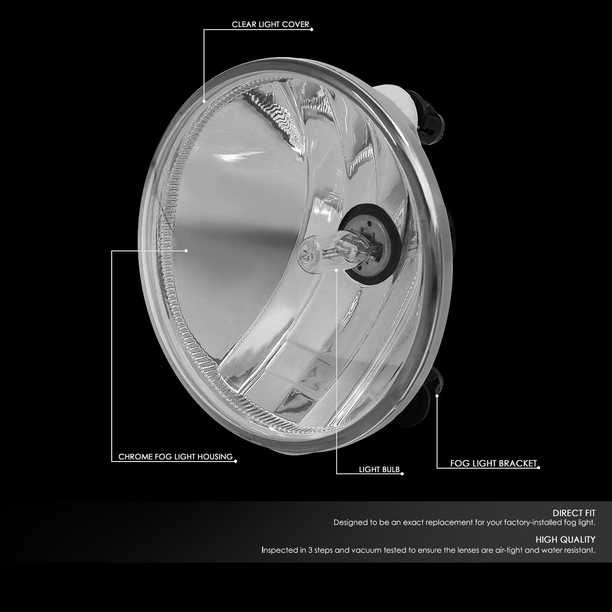 DNA Motoring For 07-14 Suburban Yukon 15-19 Silverado Sierra Clear Lens Fog Light Lamps Pair