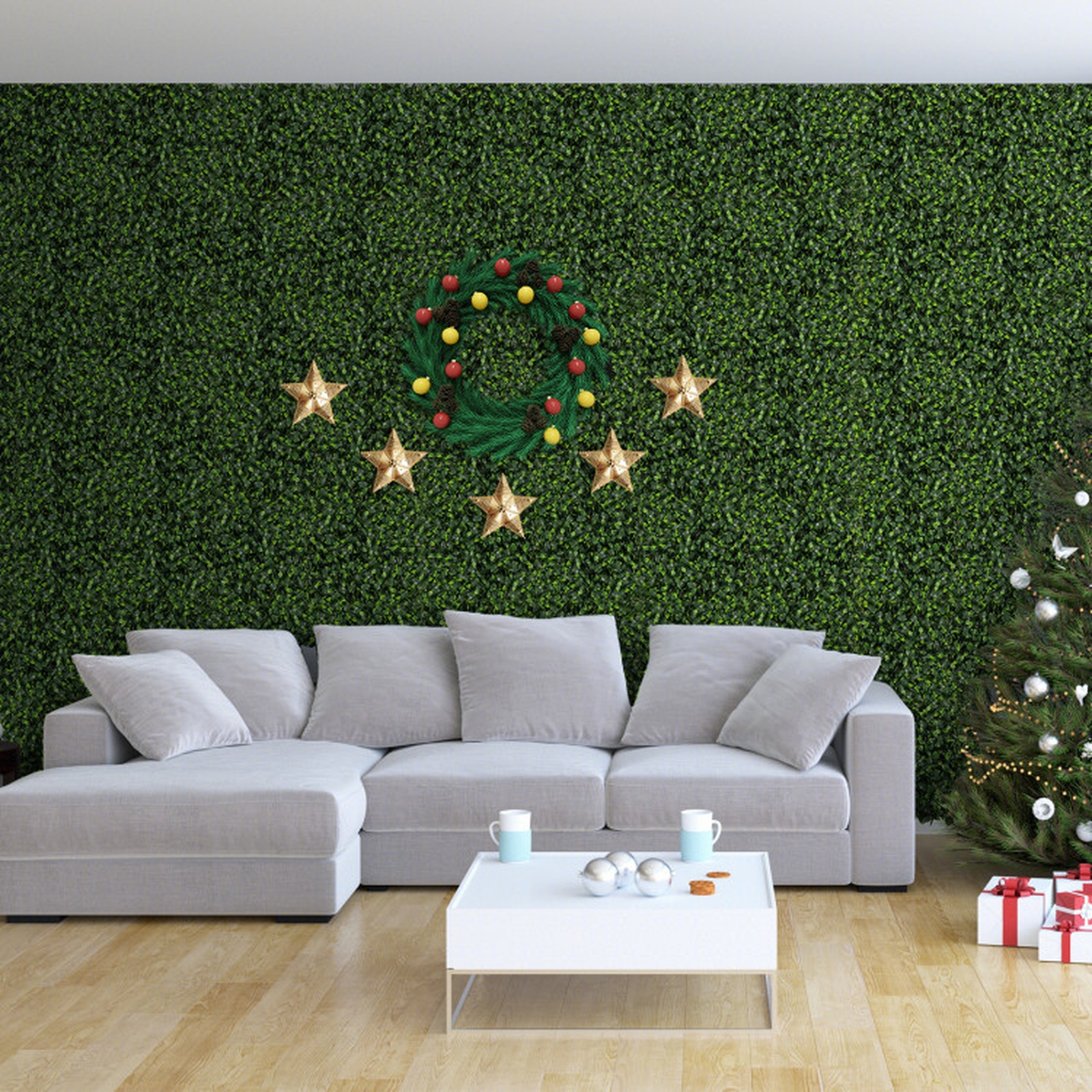 Vebreda Artificial Plant Decor, 12 Pieces 20 x 20 Inch Artificial Topiary Gardenia Shrub Grass Panels, Lush and Realistic Appearance