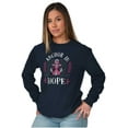 thumbnail image 4 of Breast Cancer Ribbon Anchor in Hope Women Plus Size Long Sleeve Graphic Tee Brisco Brands 2X, 4 of 5