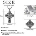 thumbnail image 3 of Irish Celtic Cross Necklace 925 Sterling Silver Cross Pendant Necklace Celtic Viking Jewelry Religious Protective Gift For Men Women Boys, 3 of 4