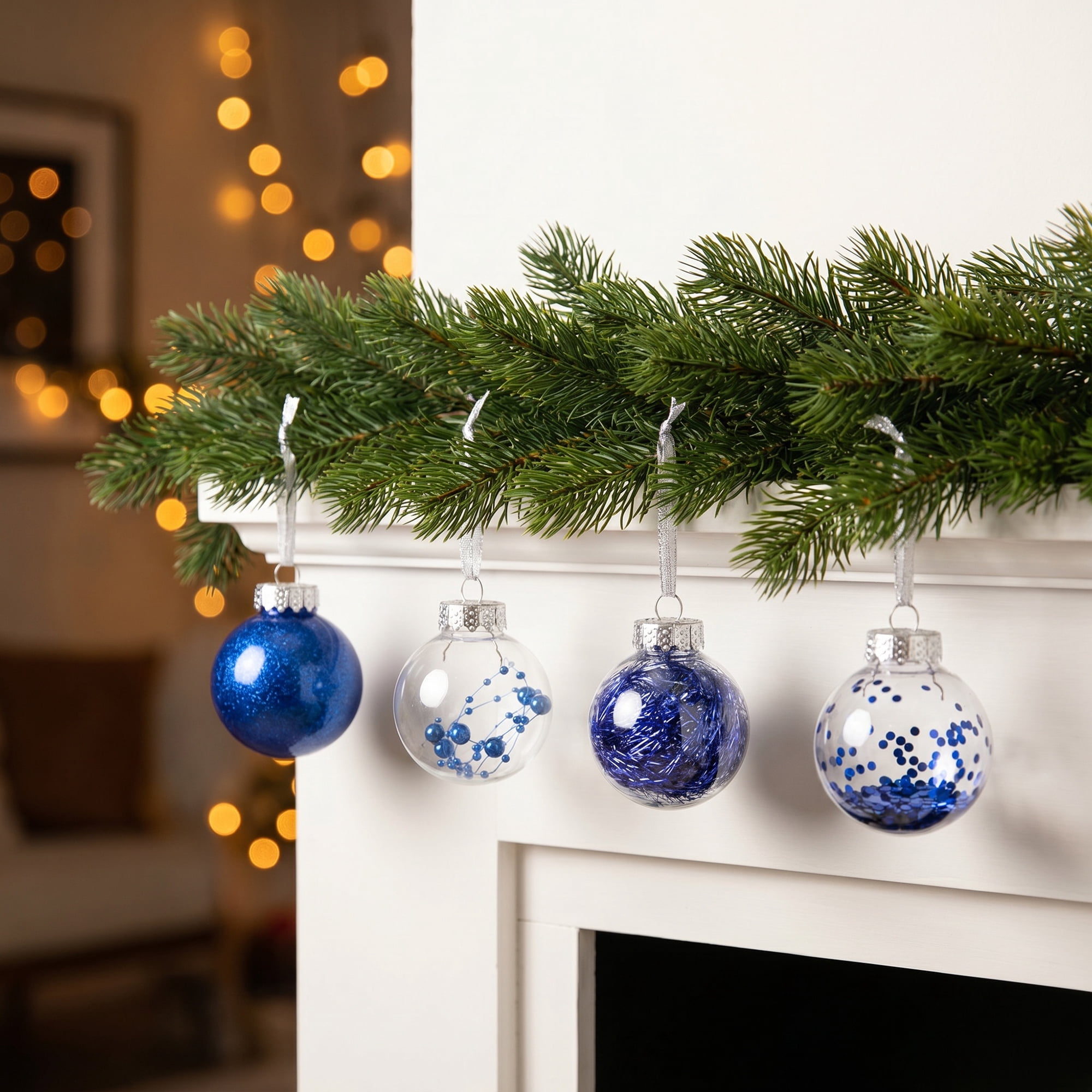 Unique Bargains Christmas Tree Ornaments - 24 Pack Baubles Shatterproof Balls Blue A 2.4"