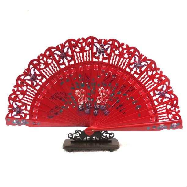 Ventilador de madera plegable señoras mano ventilador boda pintada a mano decoraciones for el hogar Danza