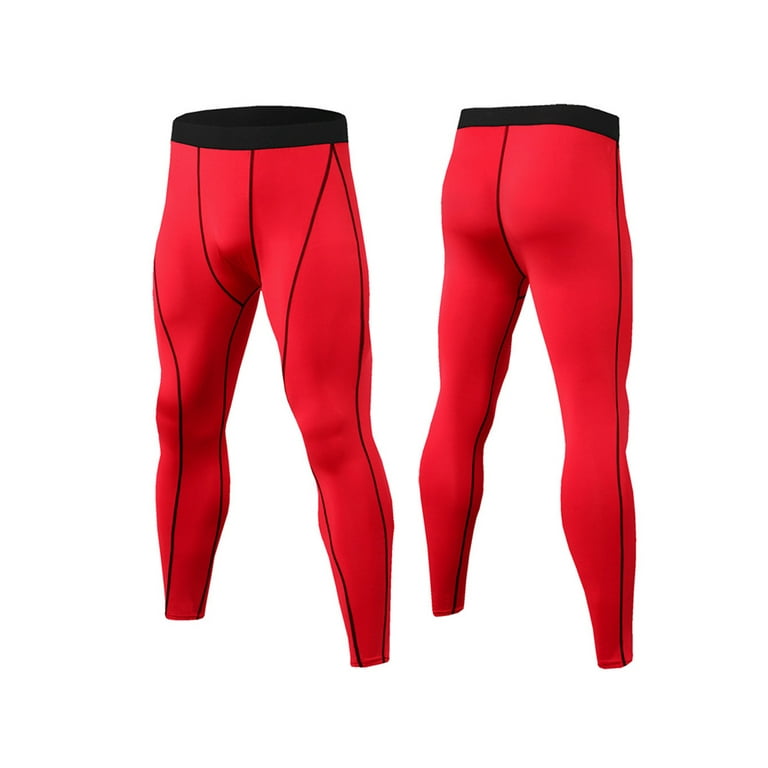Glonme Mens Compression Pants Elastic Waist Tights Solid Color