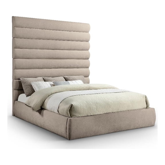 Meridian Furniture Adam Beige Chenille Fabric King Bed