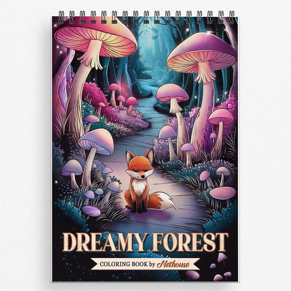 NETHOUSE Dreamy Forest Coloring Book For Adults Relaxation & Stress Relief, 30 Coloring Pages of Dreamy Forests, Enchanted Trees, Misty Glades, and Whimsical Woodland Creatures
