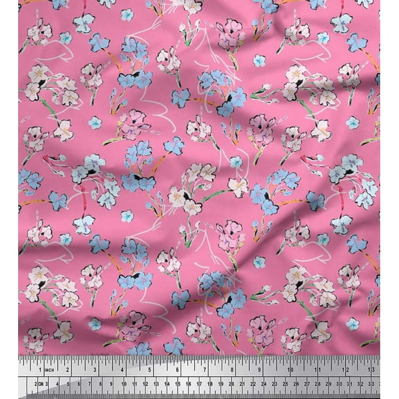Soimoi Poly Georgette Fabric Artistic Floral Print Fabric by Yard 42 Inch Wide