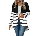 thumbnail image 2 of Dasayo Fall Tops for Women Trendy Black Long Sleeve Open Front Lightweight Striped Cardigans Women's Sweatshirt L, 2 of 7