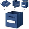 thumbnail image 4 of 13x13 Inch Cube Storage Bins(Set of 8)-Basket Bins with 8 Labels Window Cards & a Pen - Collapsible Storage Organizer Boxes Cube For Nursery Home & Office-Blue, 4 of 5