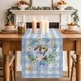 thumbnail image 2 of Table Runner - 60 Inch Long, Easter Rabbits Kitchen Dining Table Runner Dresser Scarves, Spring Eggs Tulips Daisy Wreath Bunny Blue Plaid Farmhouse Decor for Coffee Tables Wedding Party Banquet, 2 of 8