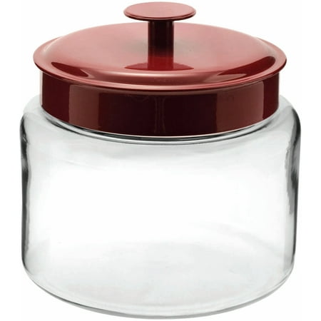 Aluminum Jars - Anchor Hocking Mini Montana Jar with Handled Red Aluminum Lid, 64 Ounce