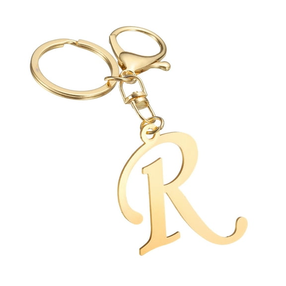 Uxcell Cute Gold Initial Letter Keychain Stainless Steel Letter R Keychains for Women Handbag