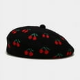 thumbnail image 2 of Women French Style Beret Cherry Beret Hats Winter Hats Artist Cap Dress Winter Women Beanie Hats, 2 of 8