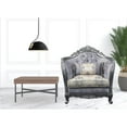 thumbnail image 5 of HomeRoots 43" Light Gray Fabric And Platinum Floral Tufted Arm Chair, 5 of 7