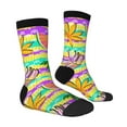 thumbnail image 4 of Yiaed Multicolored Tropical Print Great elasticity Crew Socks Sports socks for Men and Women, 4 of 5