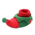 thumbnail image 1 of XIMIN Chaussures de Noël pour Nouveau-Né Bébé Pantoufles Bottillons Père Noël Chaussures Rouges et Vertes Bordées de Pompons et Bas en Vinyle Chaussures en Molleton Elf Chaussures d'Hiver Chaudes Premières Chaussures de Marche, 1 of 6