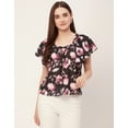 thumbnail image 2 of Moomaya Sweetheart Neck Tops For Women, Printed Short Flutter Sleeve Casual Top, 2 of 9