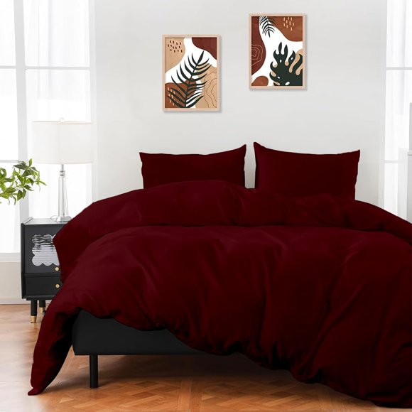 ARlinen Queen Size Duvet Cover Set, 100% Egyptian Cotton, 3 Piece Bedding Set with Zipper Closure, Includes 1 Chocolate Duvet Cover (90x80 inches) and 2 Pillow Cases (20x30 inches)