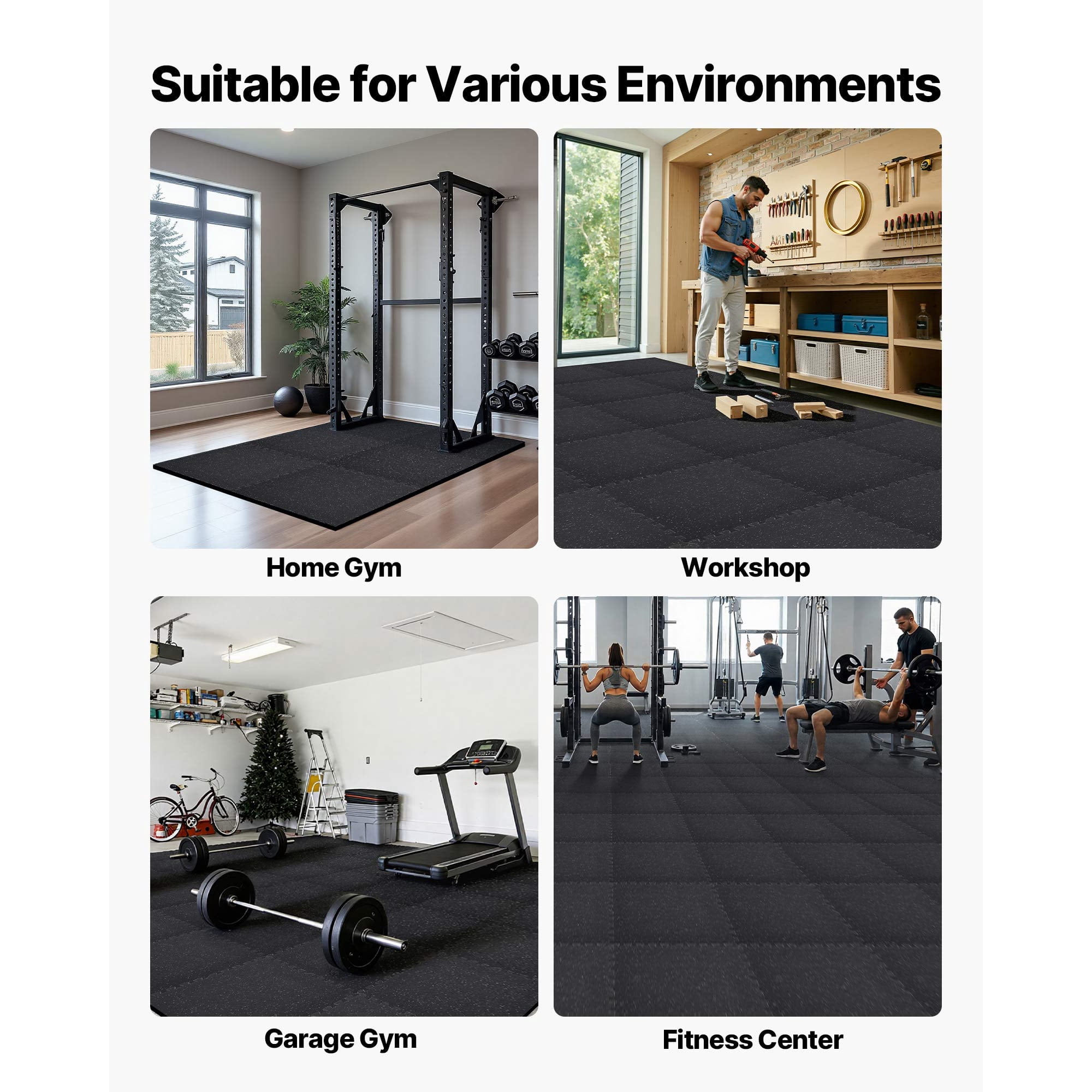 KFFKFF Puzzle Exercise Mat, 12 PCS Fitness Mats, 24 x 24 x 0.79 in, Durable EVA Foam Tiles, Interlocking Soft Rubber Flooring, Protective Padding with Gray Dots for Home Gym or Office