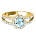 thumbnail image 2 of Mauli Jewels Rings for Women 1.65 Carat Diamond and Round Shaped Aqumarine 4-prong 10K Yellow Gold, 2 of 6