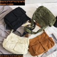 thumbnail image 2 of Bolso bandolera de lona tipo hobo para mujer y hombre, bolso de hombro, bolso de mano informal, 2 of 5