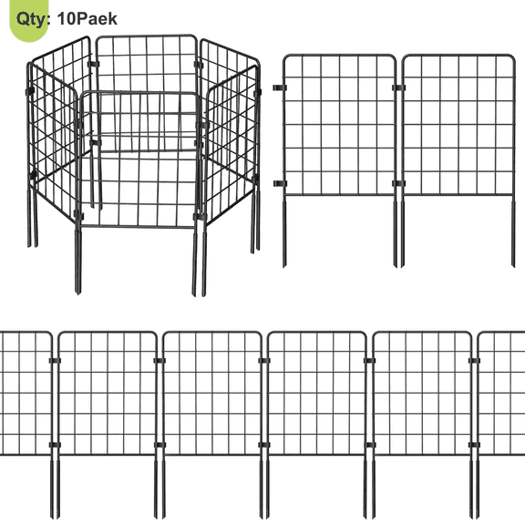 10 Piece Non-Digging Decorative Fence tall garden fence Animal Fence Garden Detachable Fence Anti-scab metal Animal Barrier Ground Pile Fence