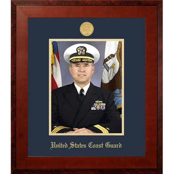 Campus Images CGPHO001 8 x 10 in. Patriot Frames Coast Guard Portrait Honors Mahogany Frame with Gold Medallion