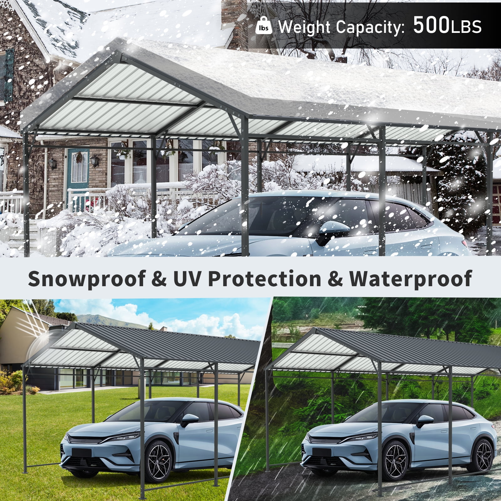 CarButler 12x21ft Outdoor Metal Carport Large Garage, Heavy Duty Carport with Galvanized Steel Roof and Frame,for Cars, Trucks, Boats and Tractors