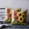 thumbnail image 3 of Summer Sunflowers Throw Pillow Covers, Soft Pillowcases with Invisible Zipper, Red Yellow Floral Leaf Wood Grain Decorative Square Pillow Cushion Covers for Living Room Couch Sofa Bed 24x24 Inches, 3 of 8