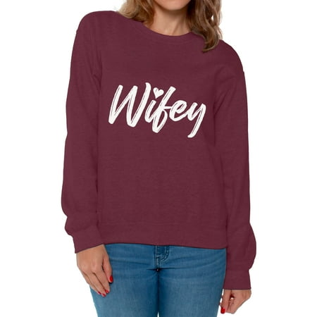Awkward Styles White Crewneck for Women Wifey Sweater Valentine's Day Gifts for Wife Cute Wife Sweater Best Wife Gifts Anniversary Gift for Women Wifey Crewneck for Girlfriend Love Gifts for