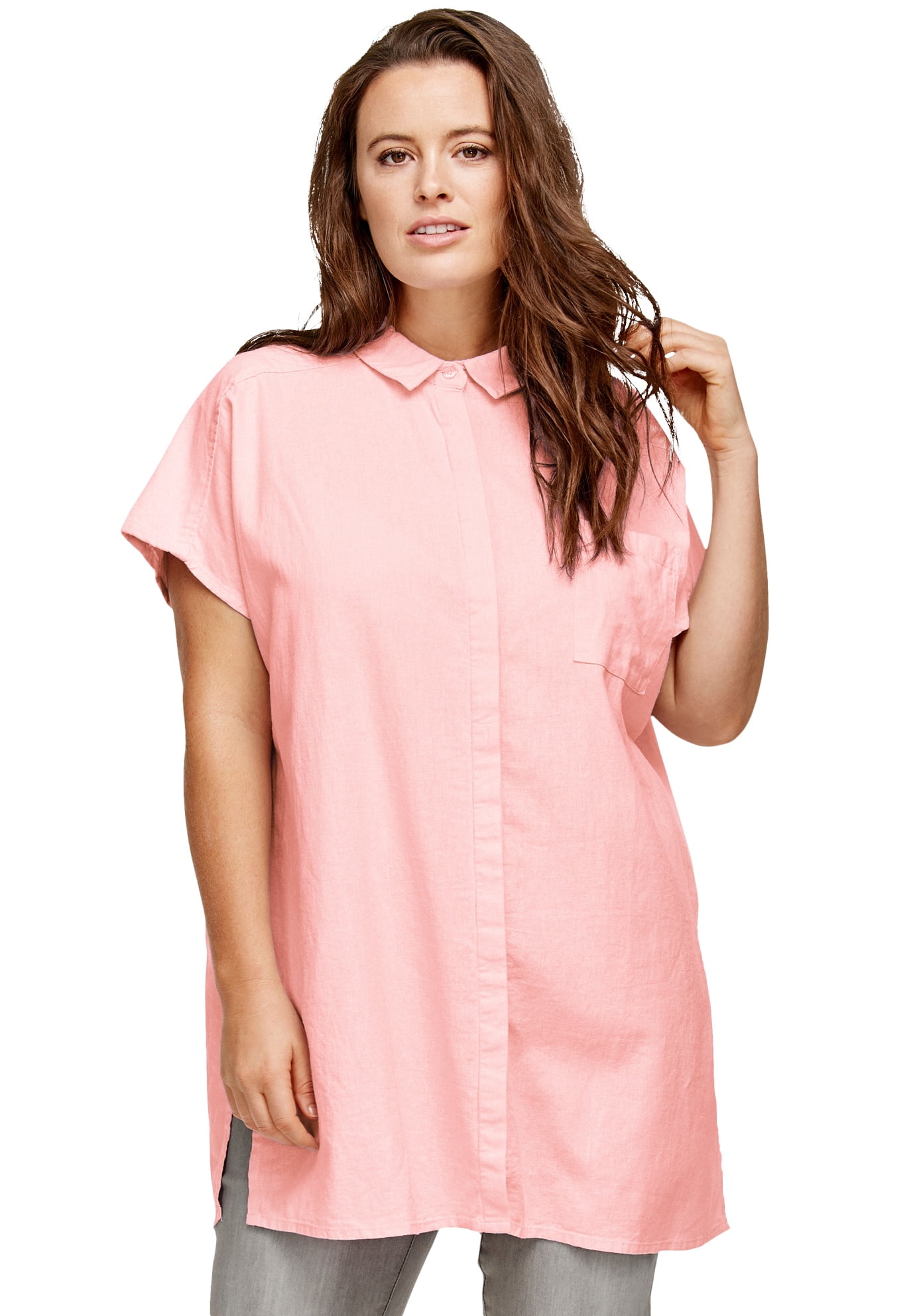 Ellos Ellos Women S Plus Size Oversized Linen Blend Tunic