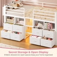 thumbnail image 5 of Plonmago Twin Loft Bed with 8 Storage Drawers and open Storage Shelves, Low Loft Bed Twin Size with LED Lights,Stairs,Metal Bed with Guardrail,Space Saving,No Box Spring Needed,White, 5 of 9