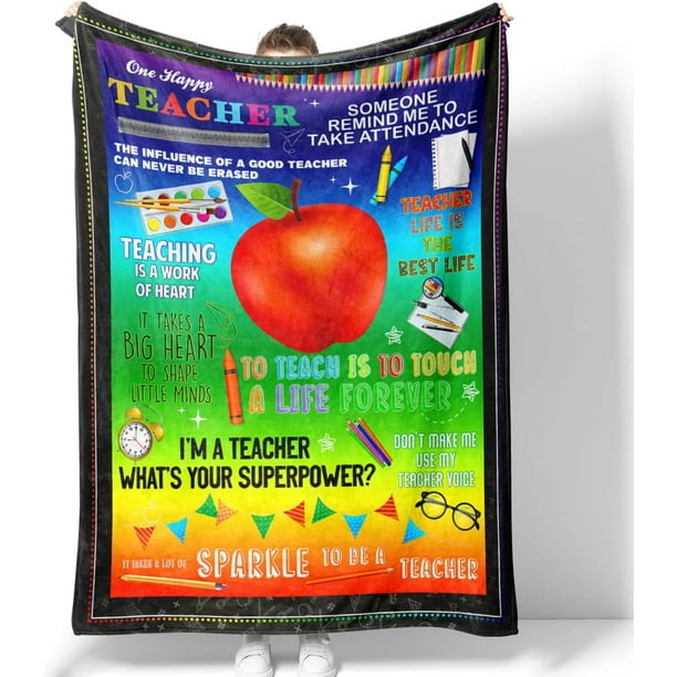 RooRuns Teacher Appreciation Blanket Gift for Teacher Mentor Black to
