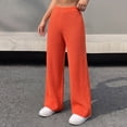thumbnail image 2 of Lenpel Womens Casual Sweater Pants Fall Elastic High Waisted Knitted Trousers Plain Straight Leg Warm Pants with Pockets(Orange,X-Large), 2 of 5